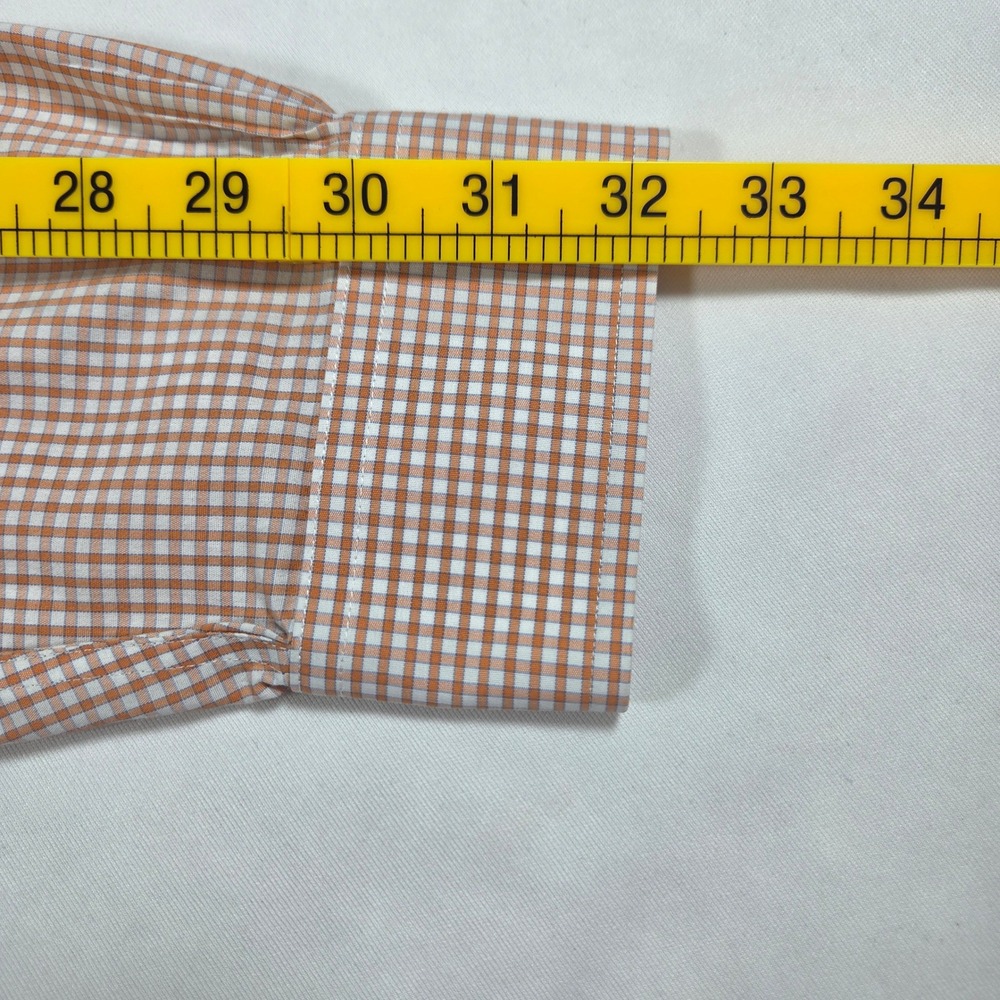 Brooks Brothers 1818 Regent Dress Shirt Mens 15.5 32/33 Orange Gingham Non-Iron - Picture 6 of 9